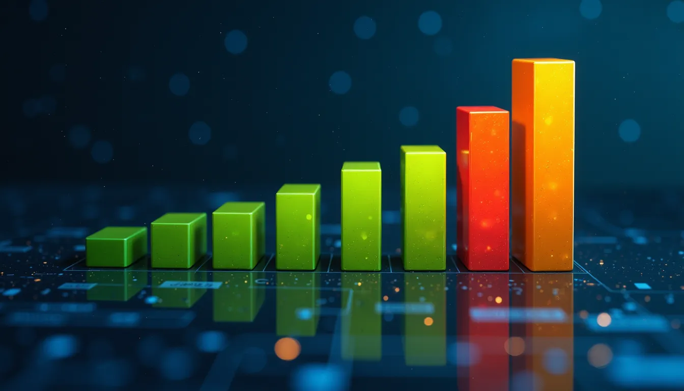 Bold bar chart showing a 12-month cash flow forecast with green positive and red negative bars